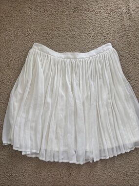 White Pleated Chiffon Skirt - Women's
